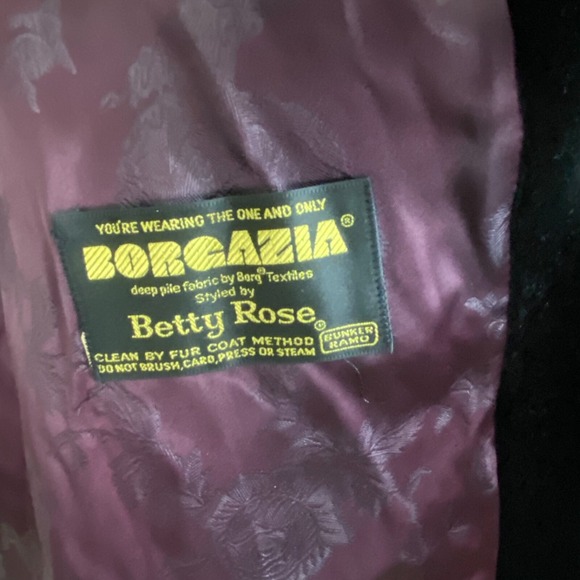 Vintage Borgazia Faux Fur Velvet Coat Womens 14 Black Penny Lane‎ Mob Wife 70s - Picture 8 of 14